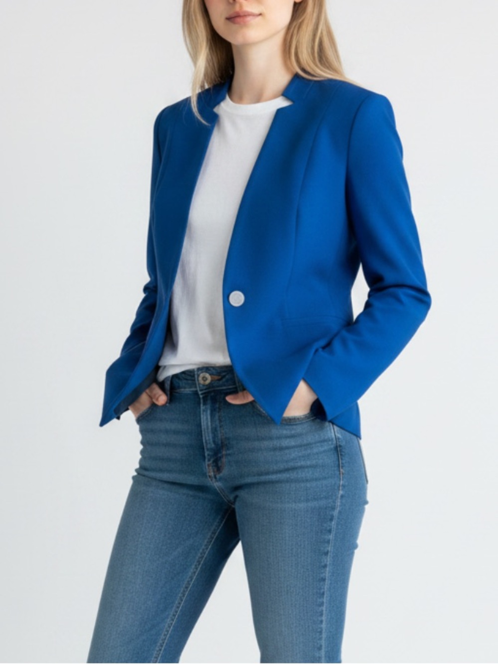 Talbots Italian Wool Flannel Blended Blazer Royal Blue 10P
